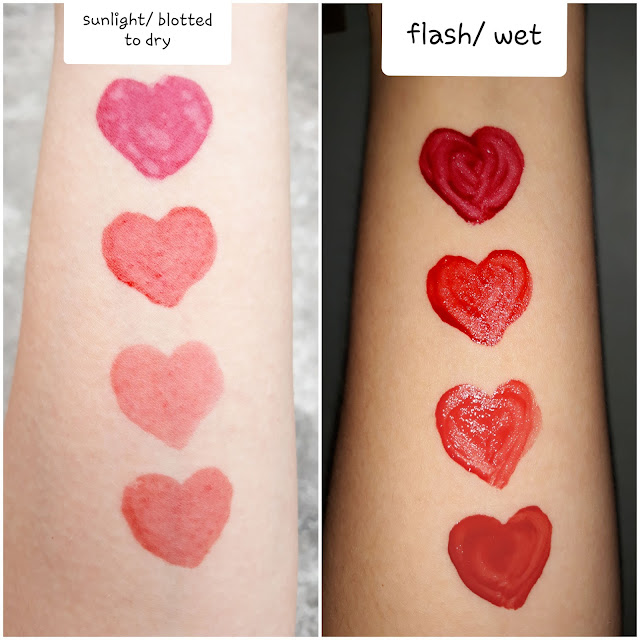 Swatches of Althea Watercolor Cream Tints; top to bottom is 1 to 4.