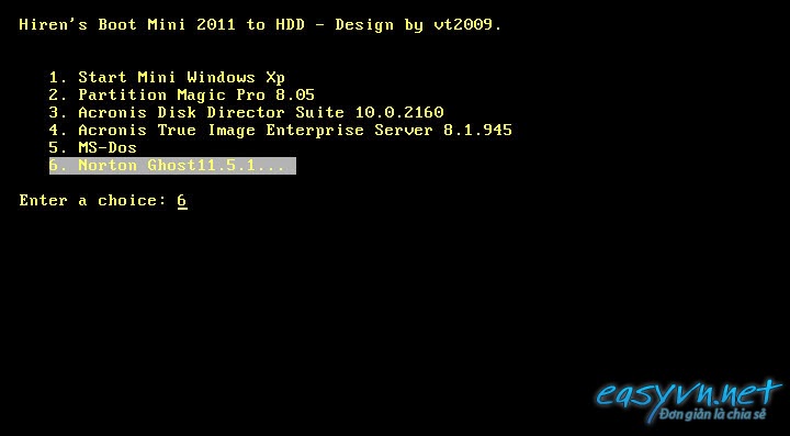 Phần mềm cài hiren's Boot vào ổ cứng cho XP/Win 7