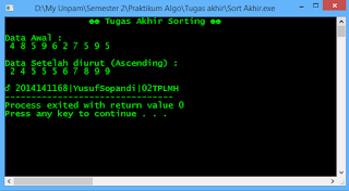 sorting c++, ascending