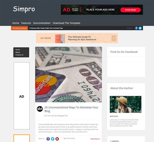 simpro awesome blogger layout template