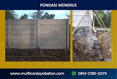 Pondasi menerus pada pagar panel beton multicon jaya beton