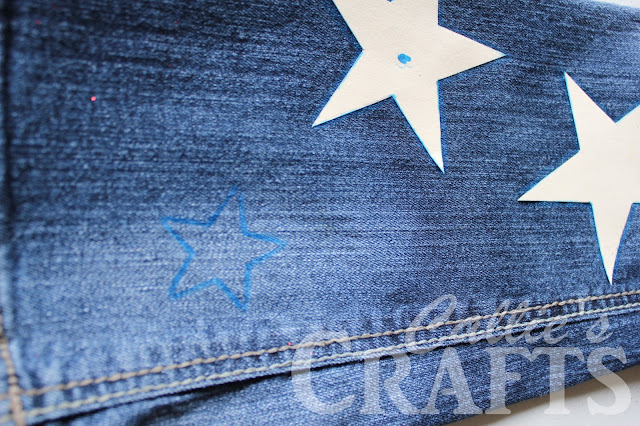 star stencil transfer to blue jeans