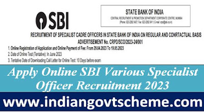 SBI Various Specialist Officer Recruitment 2023