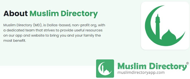 Muslim Directory (MD) Providing Helpful Resources for Muslims on App and Website,Local Masjids , Prayer Times,Qibla Direction, Halal Restaurants.