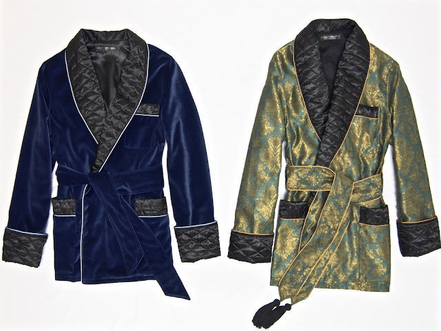 Men's smoking jacket robe velvet silk dressing gown