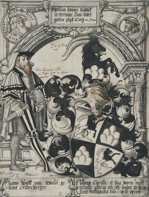 Design of a Stained-Glass Panel with the Coat of Arms of Hans von Tunsel by Hieronymus Lang - Genre Painting from Hermitage Museum