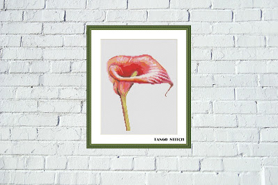 Pink calla lily cute flower cross stitch pattern