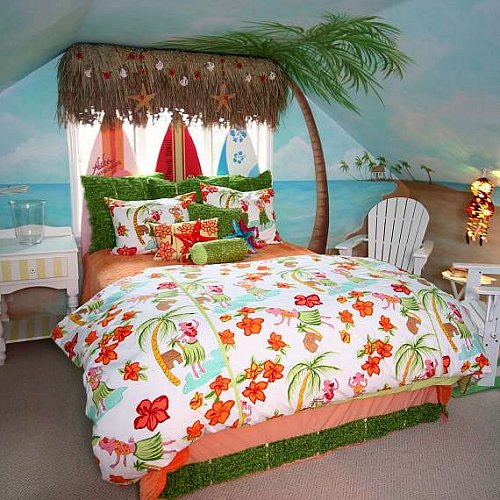 ideas - beach bedrooms - surfer theme rooms - tropical theme Hawaiian ...