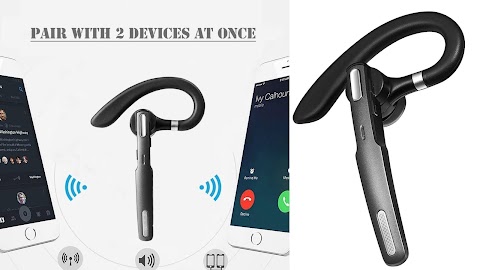 ICOMTOFIT Bluetooth Headset, Wireless Bluetooth Earpiece V4.1 Hands-Free Earphones with Built-in Mic for Driving/Business/Office, Compatible with iPhone and Android-Gray