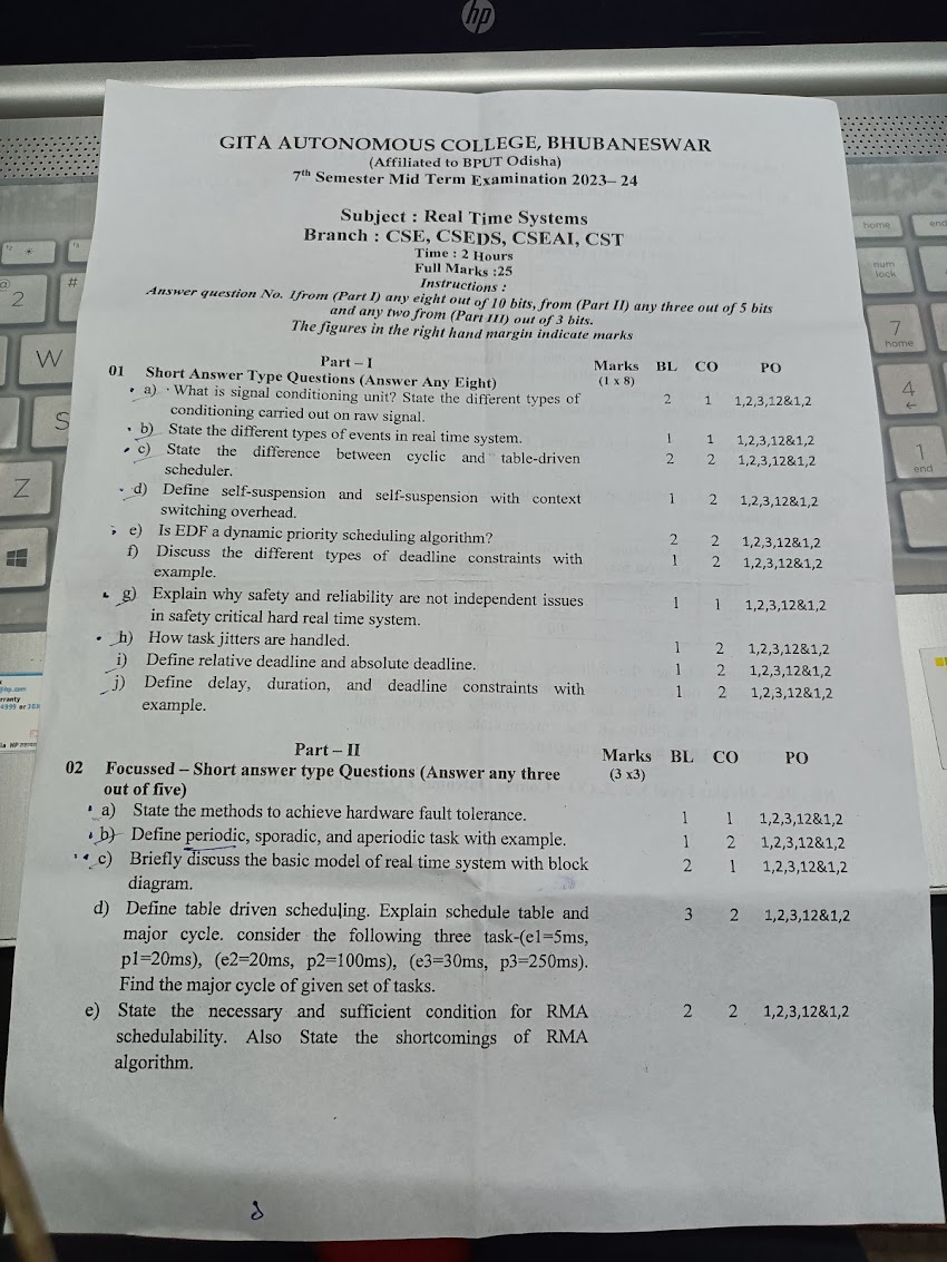 7th sem mid term que paper cst/csit 2023