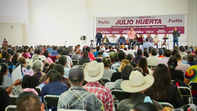 Ante comerciantes y transportistas de Puebla, Julio Huerta logra consensos en favor de Claudia Sheinbaum