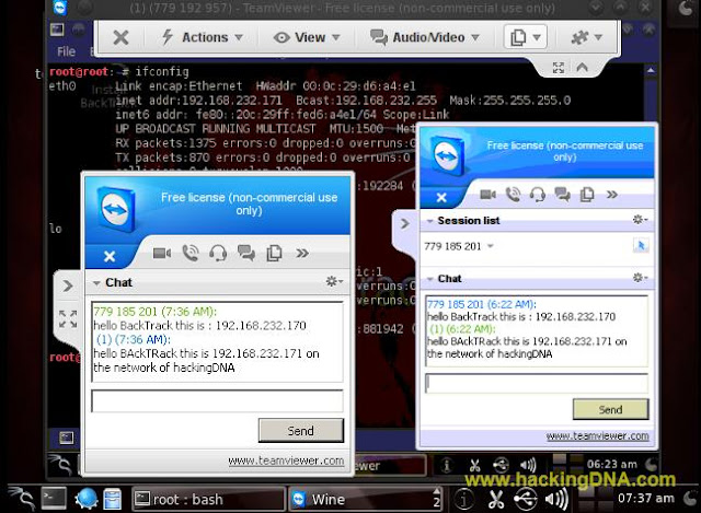 Teamviewer conversation on backtrack 5 