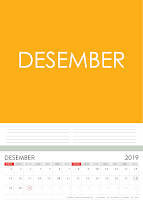 Simple Desain Kalender 2019 Indonesia bulan Desember beserta Hari Libur Nasional