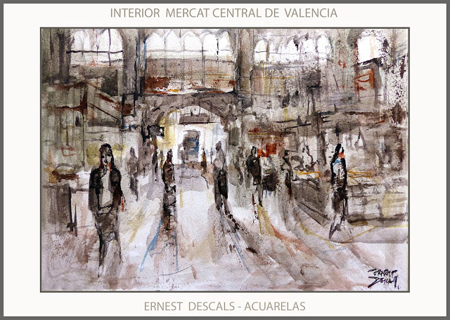 ACUARELAS-PINTURA-VALENCIA-MERCADO-CENTRAL-MERCAT-PINTURAS-ACUARELA-AQUAREL·LA-ARTISTA-PINTOR-ERNEST DESCALS-