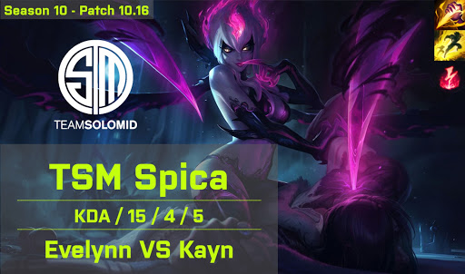 TSM Spica Evelynn JG vs Kayn - NA 10.16