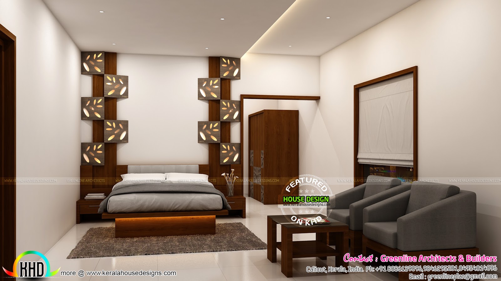 Interior designs  of Master  bedroom  Kerala home  design  