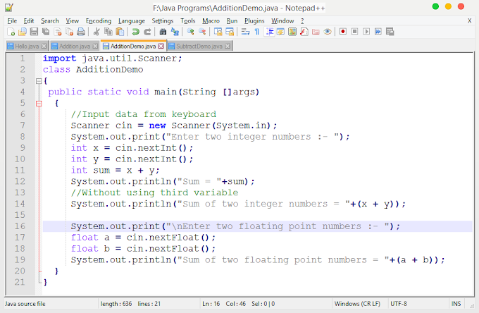 Program in Java to add two numbers