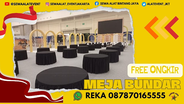 JASA SEWA MEJA BUNDAR D:180 CM CAKUNG BARAT JAKTIM