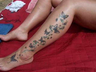 Tattooed Girls - Butterfly Tattoos on Leg