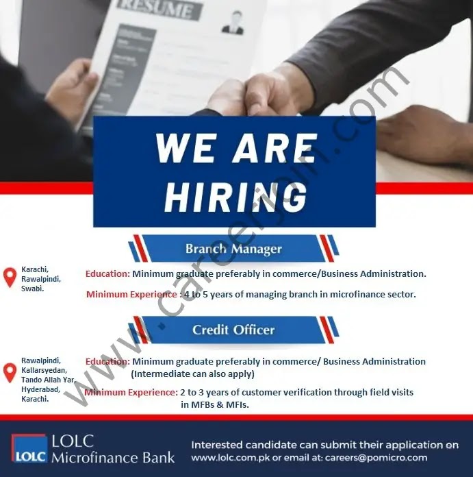 Jobs in LOLC Microfinance Bank Limited
