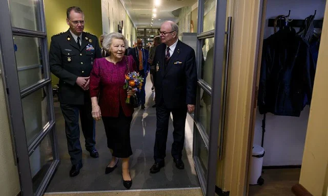 Princess Beatrix wore a red jacket and black skirt. Dutch King William III. Royal Netherlands East Indies Army