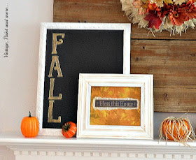 Vintage, Paint and more... Fall mantel done with thrift store finds and DIY chalkboard