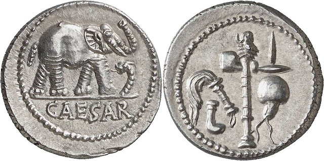 Denario Julio César elefante