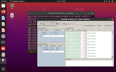 Docklight serial communications running