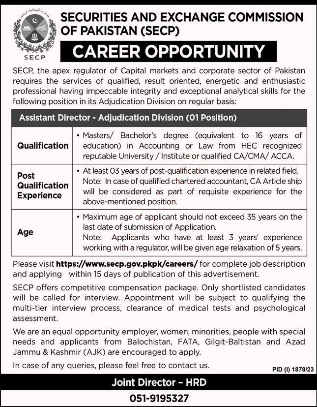 Securities & Exchange Commission of Pakistan Jobs 2023 | SECP