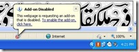 Internet Explorer add-on disabled