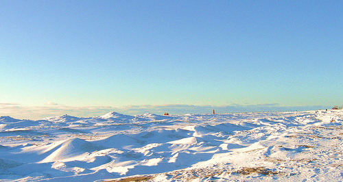 Marquette Michigan Winter. Lake Michigan covered with