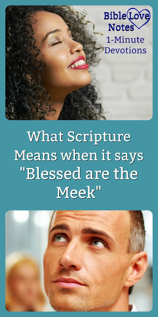 Biblical meekness may not be what you think. It's neither weak nor shy. This 1-minute devotion explains. #Beatitudes #BibleLoveNotes #Bible #Devotions