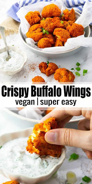 Cauliflower Buffalo Wings With Vegan Ranch Dip