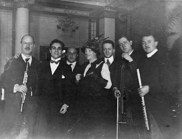 Schoenberg and the performers after the first night of Pierrot Lunaire in Berlin in 1912.