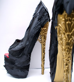 Feather Shoes with Brocade Gold for Alexander McQueen Foundation