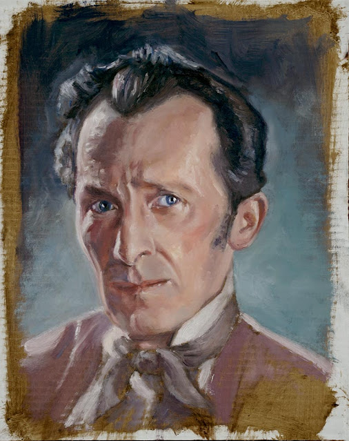 Peter cushing art portrait oils M P Davey