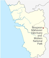 Map of Goa Showing Bhagwan Mahawir Sanctury