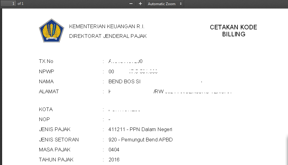 Bayar Pajak melalui e-Billing pengganti SSP  tasADMIN