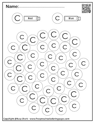 Letter C dot markers free preschool coloring pages ,learn alphabet ABC for toddlers