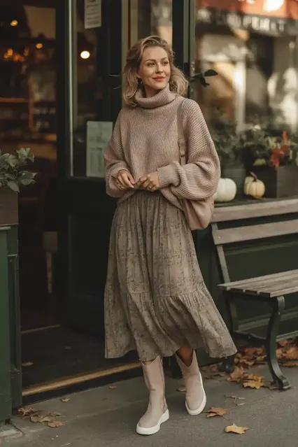 Midi Skirt + Chunky Knit