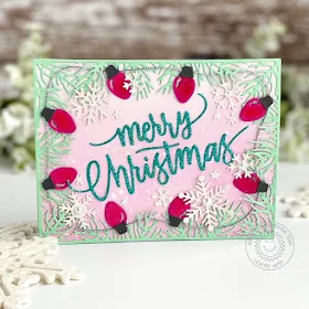 Sunny Studio Stamps: Christmas Garland Frame Dies Circle Snowflake Frame Dies Season's Greetings Christmas Card by Leanne West