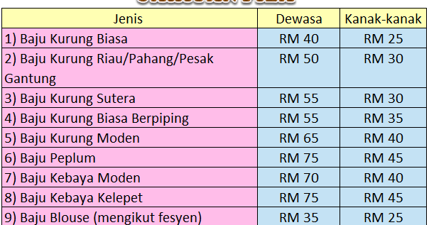 JAHITAN FIZA iHargai Tempahan JAHITAN FIZA iHargai Tempahan