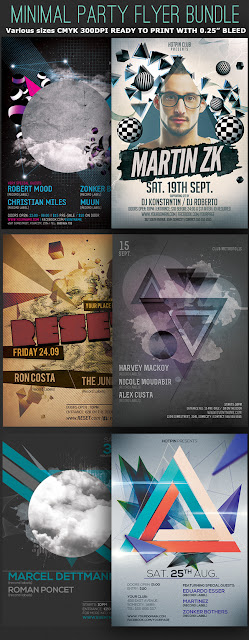  Minimal Party Flyer Template Bundle