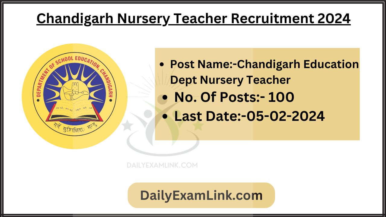 Chandigarh Education Dept Nursery Teacher