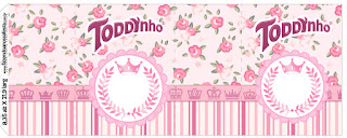 Pink Crown in Shabby Chic Free Printable  Candy Bar Labels.