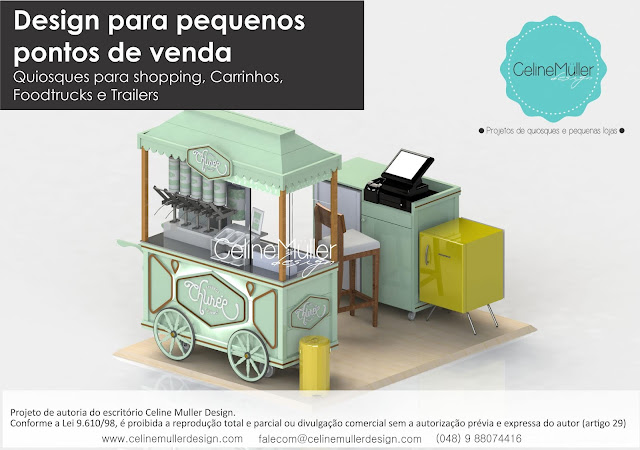 Carrinho Vintage para venda de churros desenvolvido pela especialista em projetos comerciais Celine Aparecida Muller...