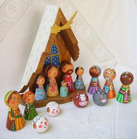 Nativity set Holy Family stable cradle heart Jesus Christ Virgin Mary Saint Joseph Three Kings Wise Men angel shepherd star