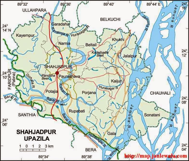 shahjadpur upazila map of bangladesh