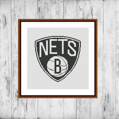 Brooklyn Nets modern cross stitch pattern