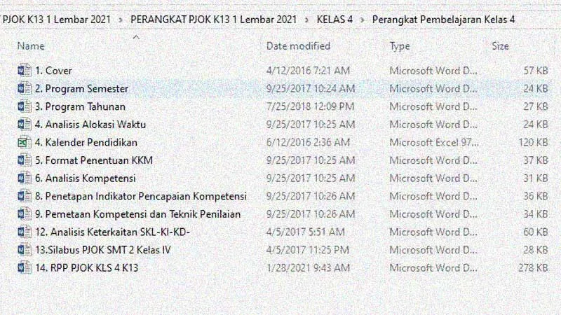 Perangkat Pembelajaran PJOK K-13 Kelas 4, Lengkap Mulai dari Promes Sampai RPP